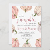 Minimalistische Roze Pompoen Herfst Baby Shower Kaart (Voorkant)