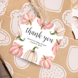 Minimalistische Roze Pompoen Herfst Baby shower Vi Bedankjes Labels