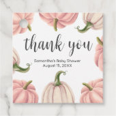 Minimalistische Roze Pompoen Herfst Baby shower Vi Bedankjes Labels (Voorkant)