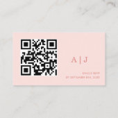 Minimalistische Roze QR Code Bruiloft RSVP Website Informatiekaartje (Achterkant)
