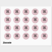 Minimalistische Roze QR-code Scan om Zakelijk te B Ronde Sticker (Vel)