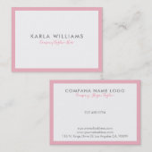 Minimalistische roze rand op wit visitekaartje (Voorkant / Achterkant)