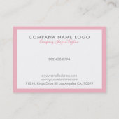 Minimalistische roze rand op wit visitekaartje (Achterkant)