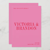 Minimalistische roze rode chique typografie modern kaart (Voorkant / Achterkant)