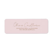 Minimalistische Roze Roos & Gouden Verjaardag Etiket (Voorkant)