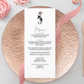 Minimalistische roze roos monogram bruiloft menu