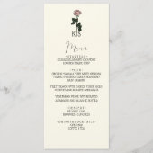 Minimalistische roze roos monogram bruiloft menu (Voorkant)