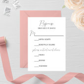 Minimalistische roze roos monogram bruiloft RSVP kaartje