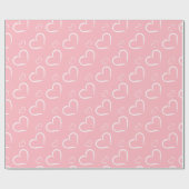 Minimalistische Roze Roze | Chic Witte Open Harten Cadeaupapier (Vlak)