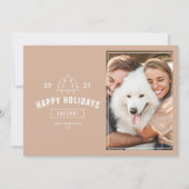 Minimalistische Roze Roze Koppel Multi Foto Hond Feestdagenkaart (Voorkant)