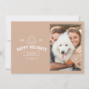 Minimalistische Roze Roze Koppel Multi Foto Hond Feestdagenkaart