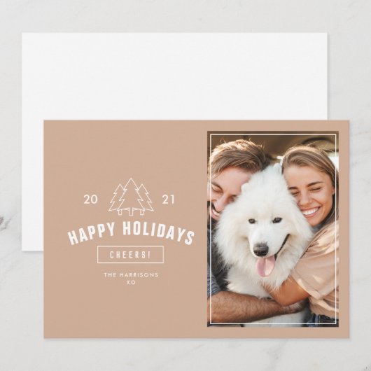 Minimalistische Roze Roze Koppel Multi Foto Hond Feestdagenkaart (Voorkant / Achterkant)