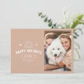 Minimalistische Roze Roze Koppel Multi Foto Hond Feestdagenkaart (Staand voorkant)