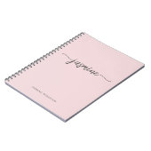 Minimalistische Roze Roze Meisjesnaam Monogram Naa Notitieboek (Linkerzijde)