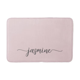 Minimalistische Roze Roze Meisjesnaam Monogram Sch Badmat