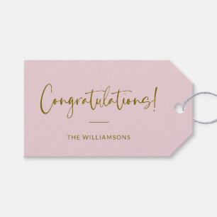 Minimalistische Roze Roze Persoonlijke Felicitatie Cadeaulabel