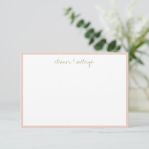 Minimalistische Roze Roze Rand Aangepast Script Na Bedankkaart