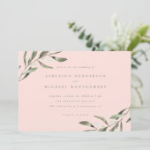 Minimalistische roze roze roze vertakkingen bruilo kaart (Staand voorkant)