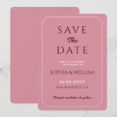 Minimalistische Roze Roze Trouw Save the Date (Voorkant / Achterkant)