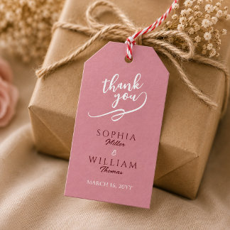 Minimalistische Roze Roze Trouwdag Cadeaulabel