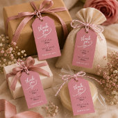 Minimalistische Roze Roze Trouwdag Cadeaulabel