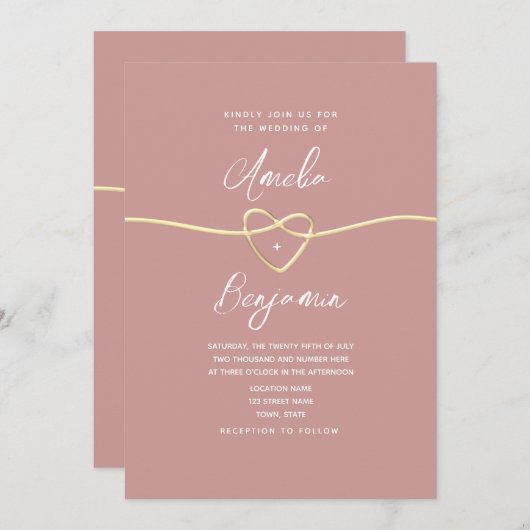 Minimalistische Roze Roze Trouwdag Kaart (Voorkant / Achterkant)