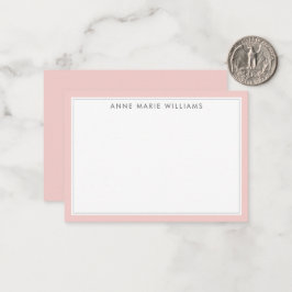 Minimalistische Roze Roze Twee Rand Naam Notitieka Notitiekaartje