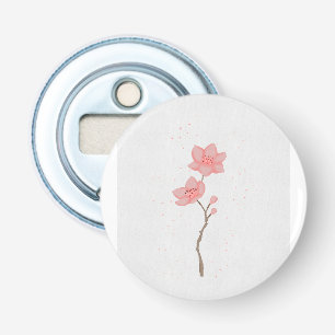 Minimalistische Roze Sakura Kersenbloesem Bloemige Button Flesopener