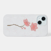 Minimalistische Roze Sakura Kersenbloesem Bloemige iPhone 15 Case (Achterkant horizontaal)
