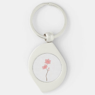 Minimalistische Roze Sakura Kersenbloesem Bloemige Sleutelhanger