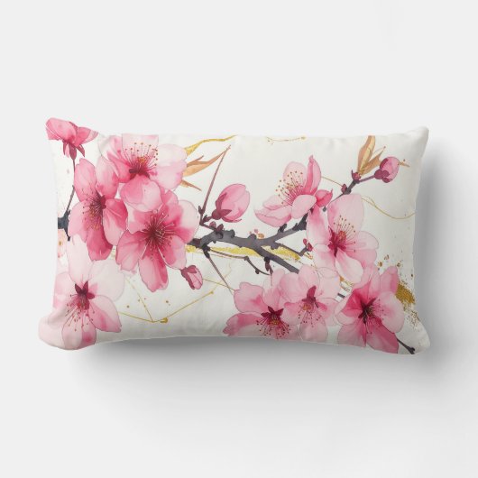 Minimalistische Roze Sakura Zen Kussensloop Kussen (Voorkant)