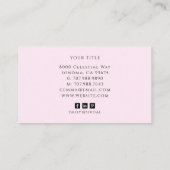 Minimalistische Roze Script Monogram Naam Visitekaartje (Achterkant)