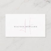 Minimalistische Roze Script Monogram Naam Visitekaartje (Voorkant)