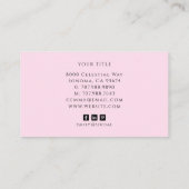 Minimalistische Roze Script Monogram Naam Visitekaartje (Achterkant)