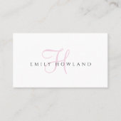 Minimalistische Roze Script Monogram Naam Visitekaartje (Voorkant)