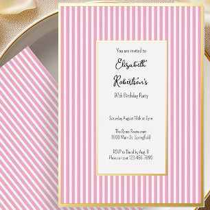Minimalistische roze strepen Goud 97ste verjaardag Folie Uitnodiging