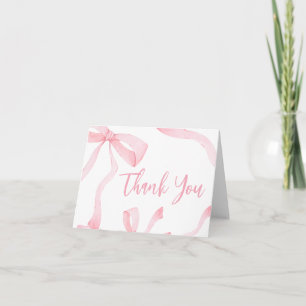Minimalistische Roze Strik Baby Borrel Bedankkaart