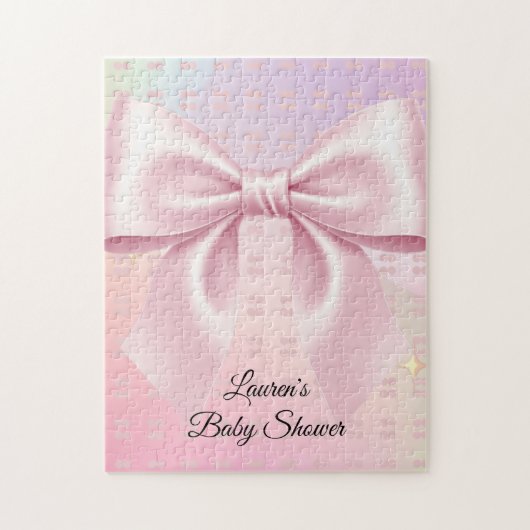 Minimalistische Roze Strik Babyborrel Legpuzzel (Verticaal)