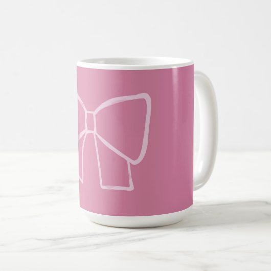 Minimalistische roze strik koffiemok (Voorkant rechts)