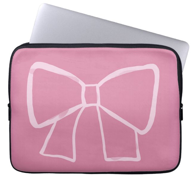 Minimalistische roze strik laptop sleeve (Voorkant)