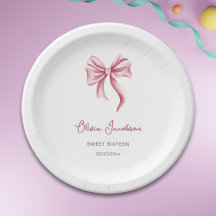 Minimalistische Roze Strik Meisje Sweet Sixteen Ve