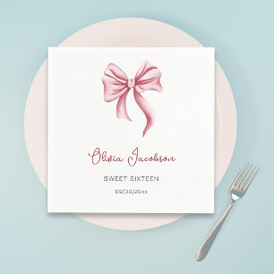 Minimalistische Roze Strik Meisje Sweet Sixteen Ve Servet
