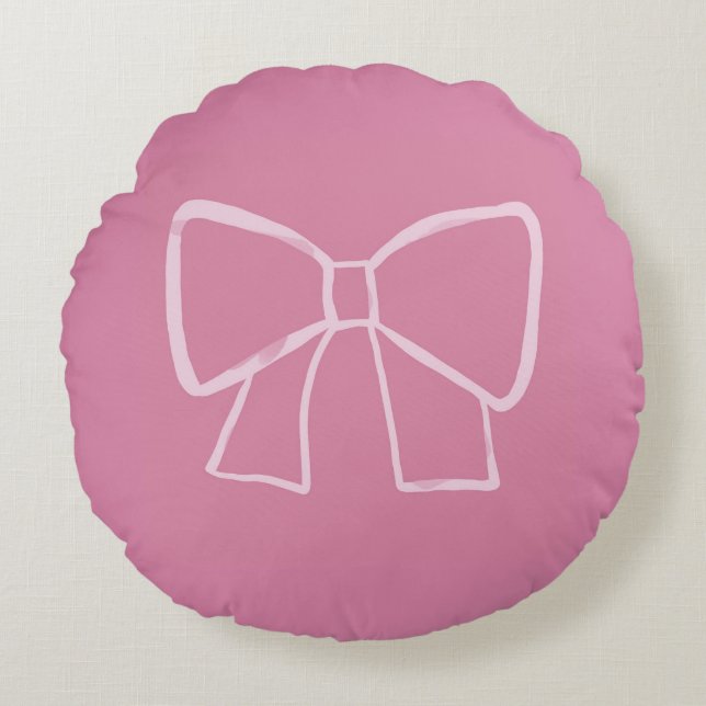 Minimalistische roze strik rond kussen (Voorkant)