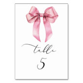 Minimalistische roze strik Scripttabelnummer Kaart (Achterkant)