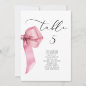 Minimalistische roze strik tafel zitplaats kaartje kaart (Voorkant)