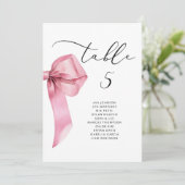 Minimalistische roze strik tafel zitplaats kaartje kaart (Staand voorkant)