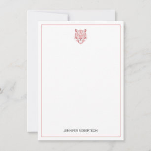 Minimalistische Roze Tijger Gepersonaliseerde Naam Notitiekaartje