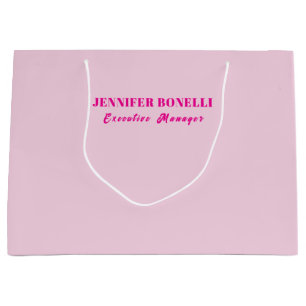 Minimalistische roze trendy gepersonaliseerde naam groot cadeauzakje