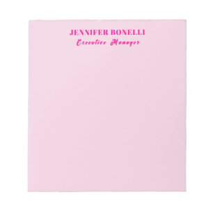 Minimalistische roze trendy gepersonaliseerde naam notitieblok