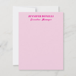 Minimalistische roze trendy gepersonaliseerde naam notitiekaartje